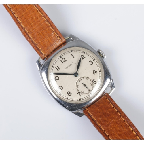 545 - A gents Rotary manual wristwatch with subsidiary second dial on leather strap.