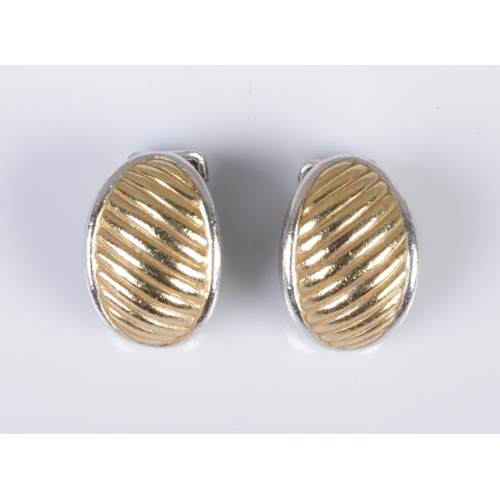 562 - A pair of pre-1992 Burberrys two tone clip on earrings, stamped to reverse.