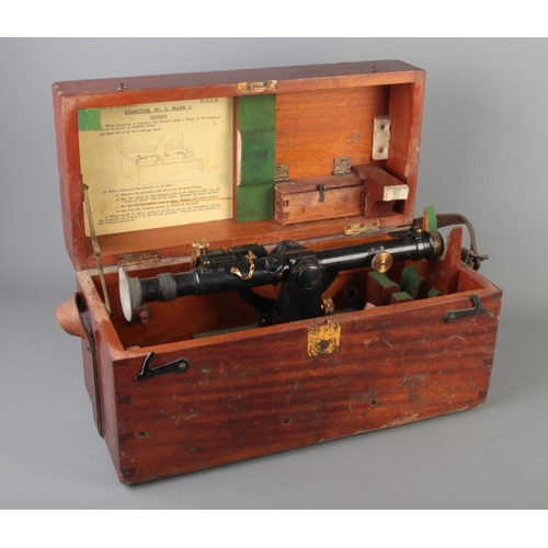 78 - A World War One artillery director in wooden case. Having broad arrow mark. Director No. 5 Mk I.