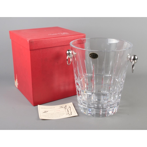 79 - A Taillé Main Veritable Cristal heavy glass ice bucket with original presentation box and certificat... 