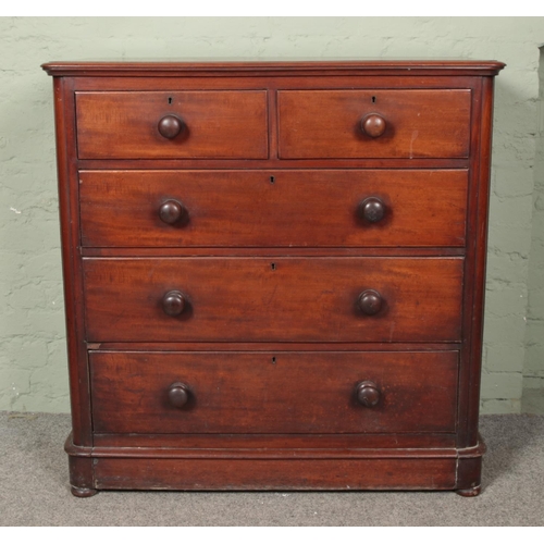 625 - A Victorian mahogany chest of drawers. Height 104cm, Width 104cm, Depth 48cm.