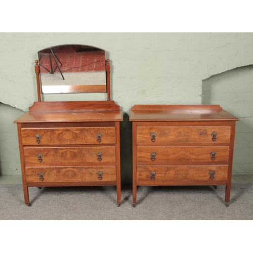 628 - A Victorian three piece walnut bedroom suite to include wardrobe, dressing table and chest of drawer... 