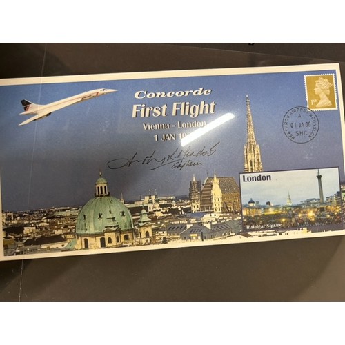 147 - An album of Concorde related first day covers including signed examples, 32 in total.