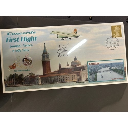 147 - An album of Concorde related first day covers including signed examples, 32 in total.