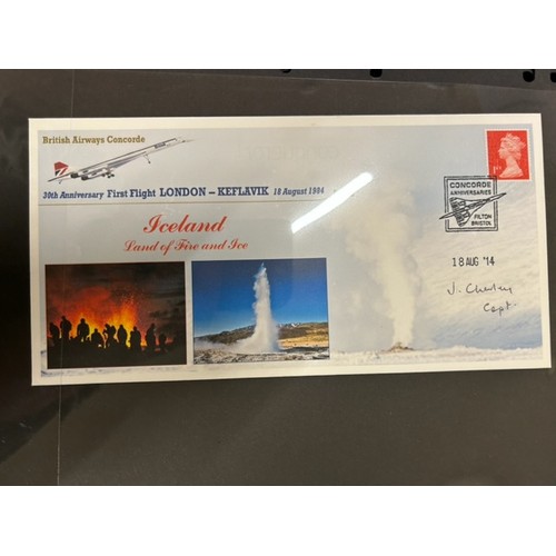 147 - An album of Concorde related first day covers including signed examples, 32 in total.