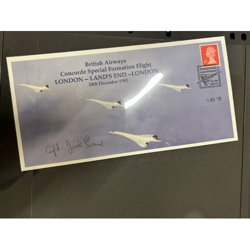 147 - An album of Concorde related first day covers including signed examples, 32 in total.