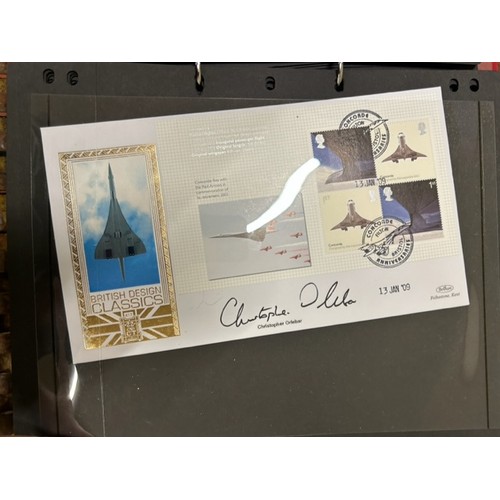 147 - An album of Concorde related first day covers including signed examples, 32 in total.