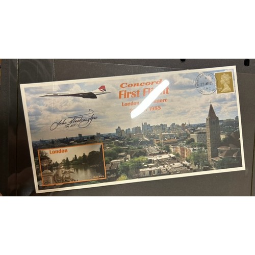 147 - An album of Concorde related first day covers including signed examples, 32 in total.