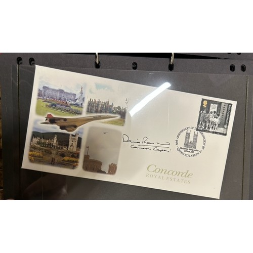 147 - An album of Concorde related first day covers including signed examples, 32 in total.