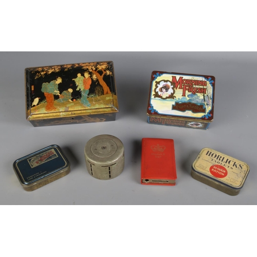 108 - A collection of vintage boxes and book bank, includes a Japanese lacquerware style Rileys Toffee Box