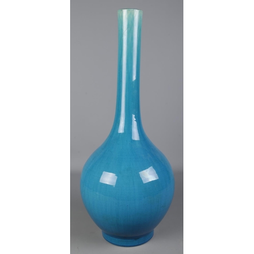 111 - A large Japanese late Meiji/Taisho period Awaji bottle vase in turquoise glaze. Height 59.5cm.