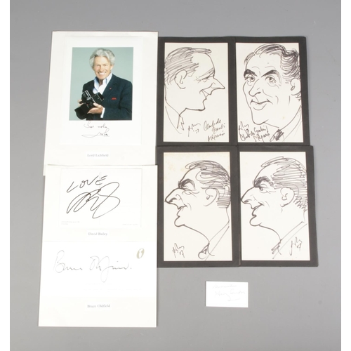 132 - A quantity of autographs from famous photographers and fashion designers including David Bailey, Lor... 