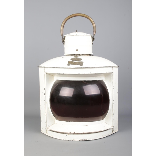 19 - A Grieve and Gillespie, North Shields, ships lantern; Port. With swing handle and red glass front. W... 