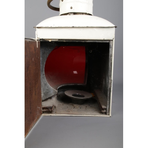 19 - A Grieve and Gillespie, North Shields, ships lantern; Port. With swing handle and red glass front. W... 