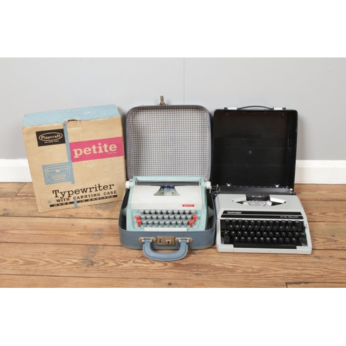 179 - Two Vintage Typewriters: Silver Reed SR100 and Playcraft Petite Typewriter (comes with leather carry... 