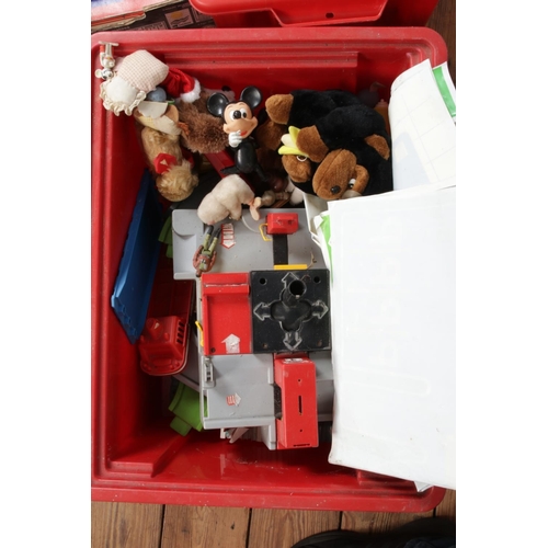 187 - Three boxes of toys. Includes Meccano, Sindy Paul Popstar, Micro Machines, Tonka, Care Bears etc.