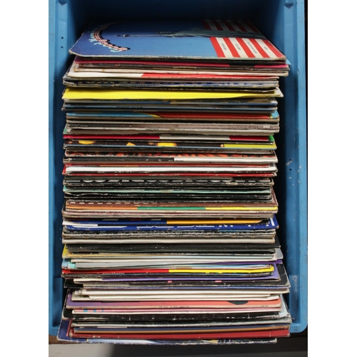 205 - Two boxes of assorted vinyl records of mainly rock and pop to include Erasure, Phil Collins, Ananta,... 