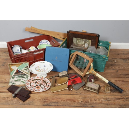 229 - Two boxes of miscellaneous to include Royal Worcester, Aynsley, Royal Cauldon, dressing table set, t... 