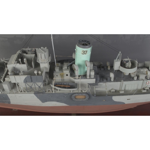 253 - A plastic kit built model of HMS Bluebell K80, flower class Corvette. Possibly originally by Matchbo... 