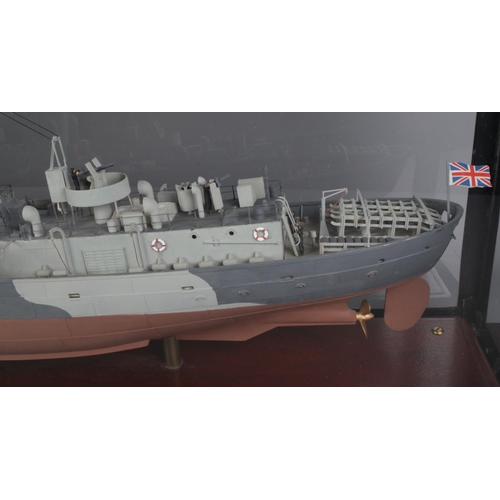 253 - A plastic kit built model of HMS Bluebell K80, flower class Corvette. Possibly originally by Matchbo... 