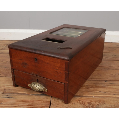 269 - Early 20th Century Gledhill & Sons Cash Till, mahogany cased with hinged top opening to reveal inner... 