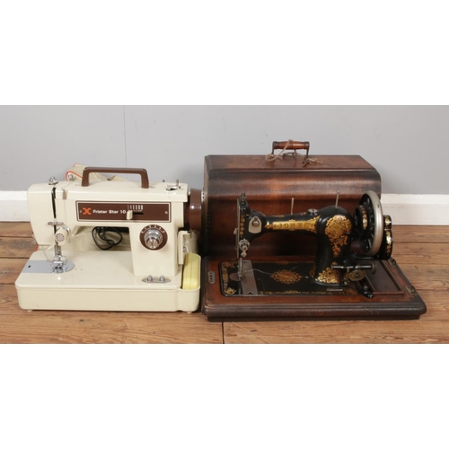 279 - Two vintage Sewing Machines: Jones Family CS and Frister Rossmann 