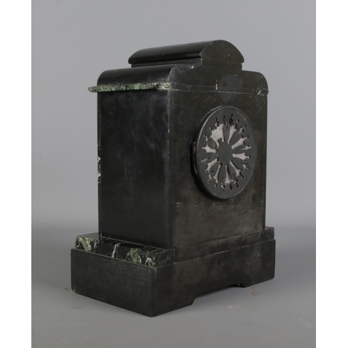 48 - A 19th century French slate/marble mantel clock. The dial marked for A Hurst, Paris.