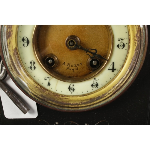 48 - A 19th century French slate/marble mantel clock. The dial marked for A Hurst, Paris.