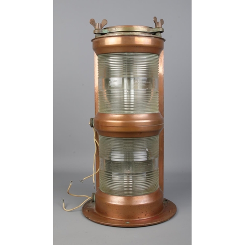 5 - A copper ships lantern, bearing plaque to the top for Seahorse GB 82083, Masthead. 47cm tall.