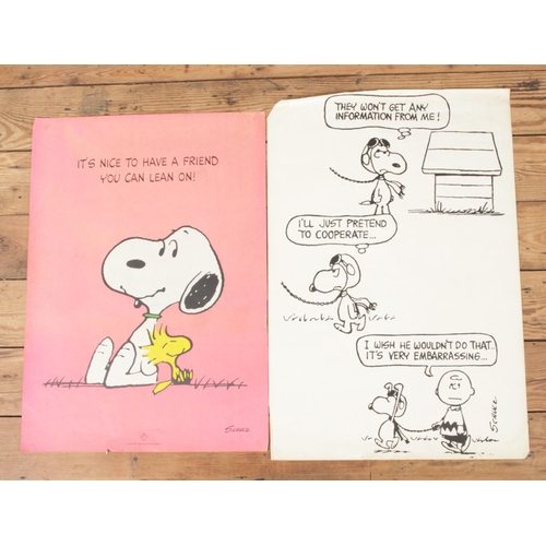 296 - Two vintage Snoopy posters, one for Hallmark, both illustrated by Schulz. 'It's nice to have a frien... 