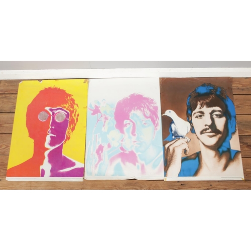 297 - The Beatles; three promotional psychedelic posters, John Lennon, Paul McCartney and Ringo Starr, pho... 