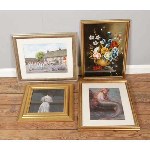 305 - A collection of framed paintings and prints to include Michele Field Morris Dancers at the Ben Johns... 