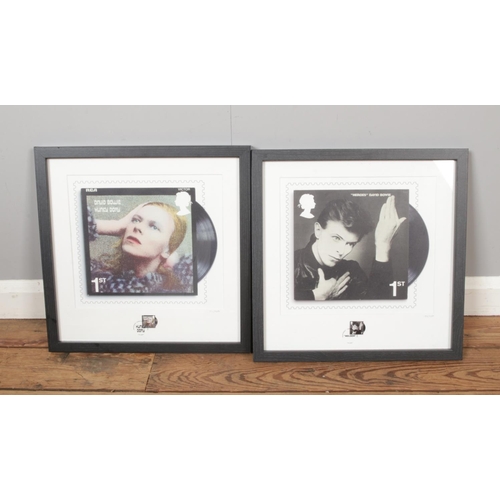 314 - Two framed Royal Mail limited edition David Bowie prints 'Heroes' (133/950) and 'Hunky Dory' (511/95... 