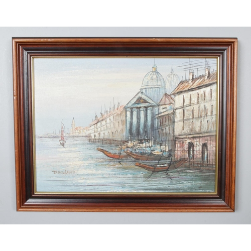 325 - An oil on canvas of a Venetian scene, signed Duchamp.

49x38cm