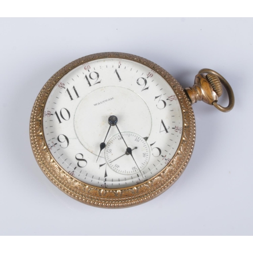 359 - A Waltham pocket watch in Elgin gold plated case.