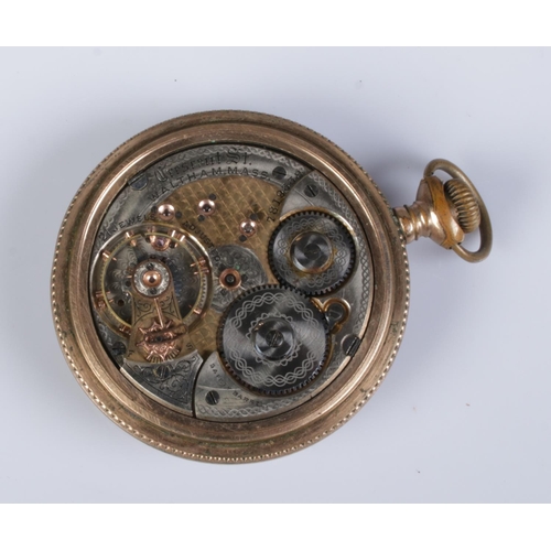 359 - A Waltham pocket watch in Elgin gold plated case.