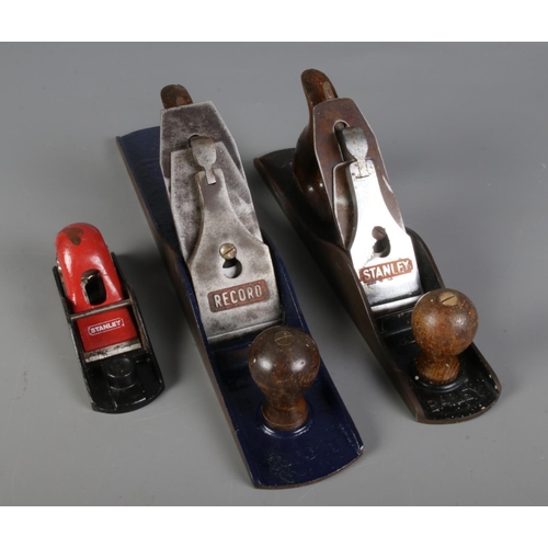 62 - Three Vintage Stanley Metal Planes, including Bailey, No.6 and Block Plane