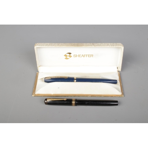 408 - Two vintage fountain pens: Boxed Sheaffer blue pen and Conway Stewart No.388 14ct gold nib pen