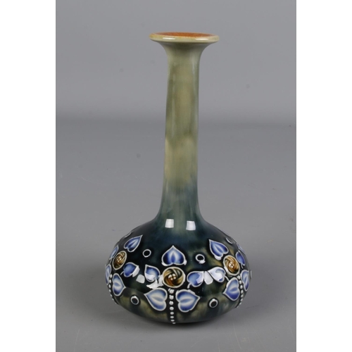 421 - A Royal Doulton glazed stoneware bottle vase. Artists initials for Lily Partington. Height 17.5cm.