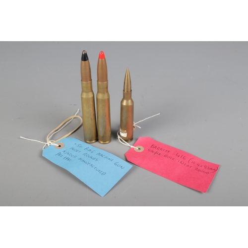 426 - .50 BMG machine gun inert rounds, Kynoch manufactured pre 1990 together with a Barrett 416 sniper ri... 