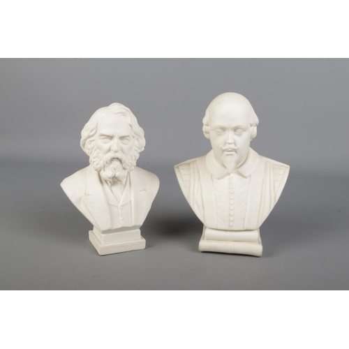 9 - WH Goss Bust of Shakespeare and Longfellow, both with WH Goss impress mark, Shakespeare has inscribe... 