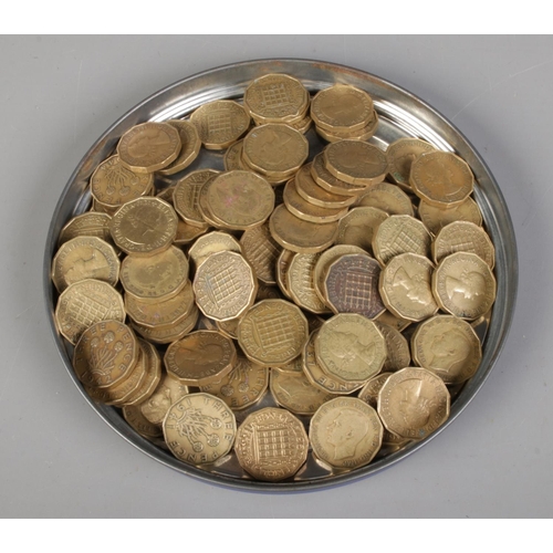 143 - Bulk collection of British Pre-decimal Brass 3 Pence Coins, between 1937 and 1967 (70+ coins about 0... 