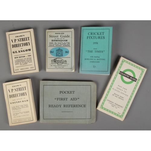 57 - A small collection of pocket guides. Includes First Aid, London Transport Country Buses map and inde... 