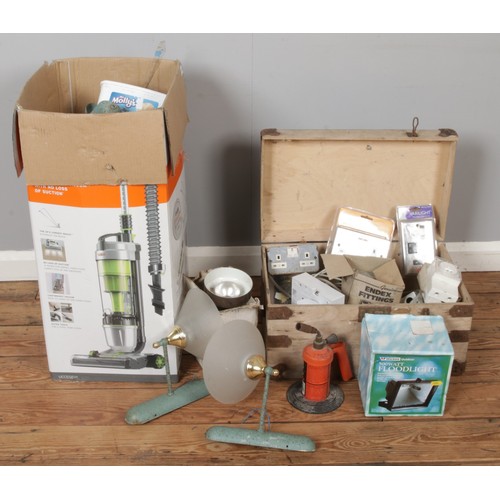 249 - Two boxes of mixed light fittings and accessories