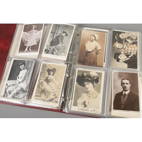 104 - An album of late 19th/early 20th century postcards depicting actresses, glamour ladies and film star... 