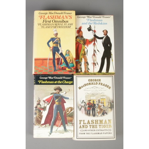 108 - George MacDonald Fraser, four hardback novels with dust covers. Flashman and the Redskins, Flashman ... 