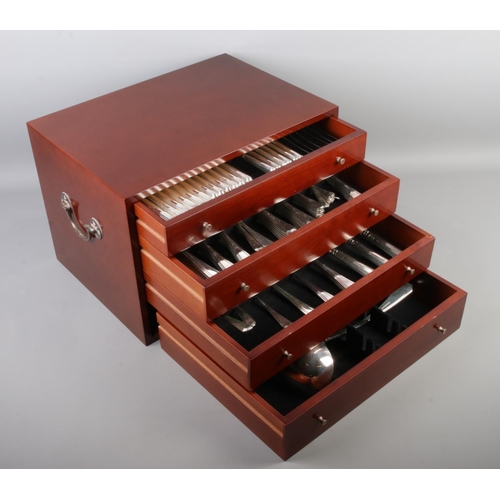 14 - A near complete cased four drawer Master Cutler of Sheffield six place canteen of cutlery, with drop... 