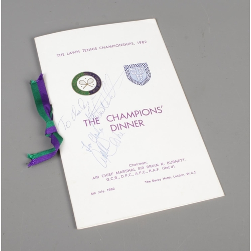 171 - A signed 1982 Wimbledon The Lawn Tennis Championship 'The Champions Dinner' menu, the cover autograp... 