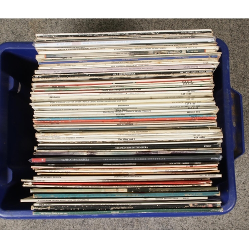 234 - A box of soundtrack and musical records, including The Kids from Fame, Oliver!, Fiddler on the Roof,... 