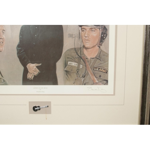 317 - After Stephen Doig 'Always on my Mind'; a framed Elvis Presley montage, signed in pencil by the arti... 